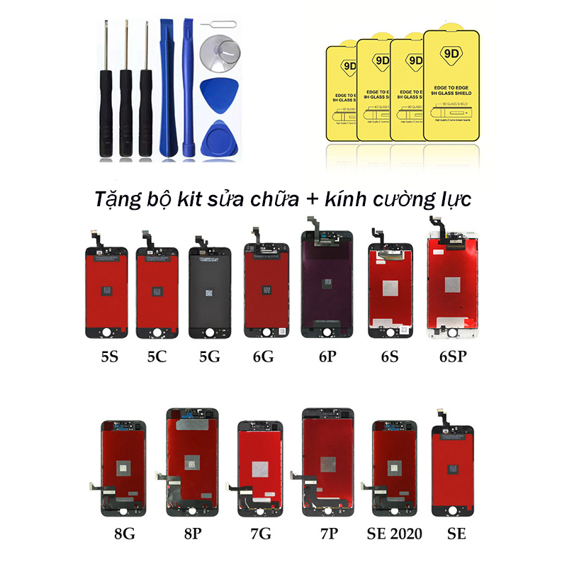 MÀN HÌNH MỚI TỪ 5 ĐẾN 11 sắc nét, sống động, tặng cường lực và bộ sửa 9 món.
