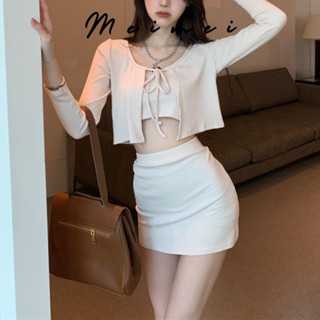 Áo khoác cardigan nữ dáng croptop thắt nơ Cardigan croptop tặng dây chun đen Meimei SA17