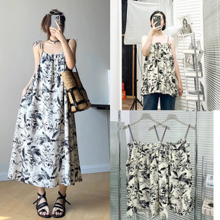 Áo- Váy 2 dây hoa đen Melya dress style Ulzzang, Lipeo.store