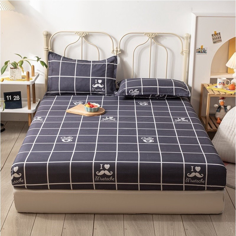 Bộ ga gối giường bệnh viện,ký túc xá,1mx2m,1m2x2m,1m6x2m,vải cotton poly-chuyengagoigiaxuong-MẪU KẺ