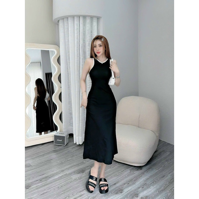 Đầm body siêu tôn dáng 2 dây sợi bún vải bozip