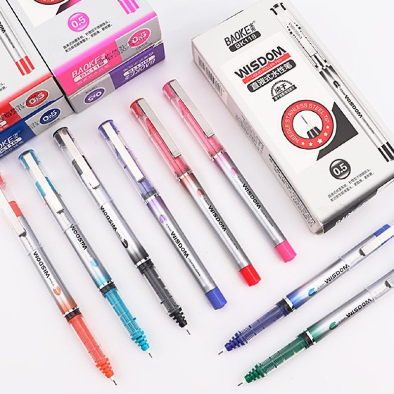 Bút gel mực nước 0.5mm Baoke 118 WISDOM -8 màu