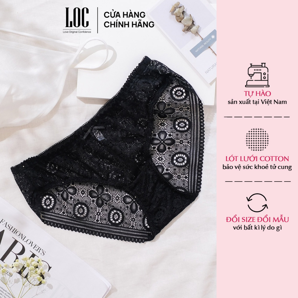 Quần lót ren mềm mại thoải mái gợi cảm LOC đen