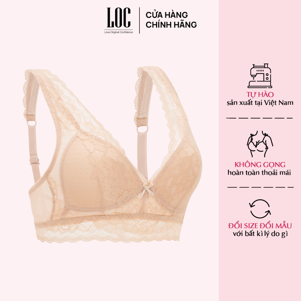 Áo lót ren không gọng mút liền kháng khuẩn cúp tháp Premium LOC
