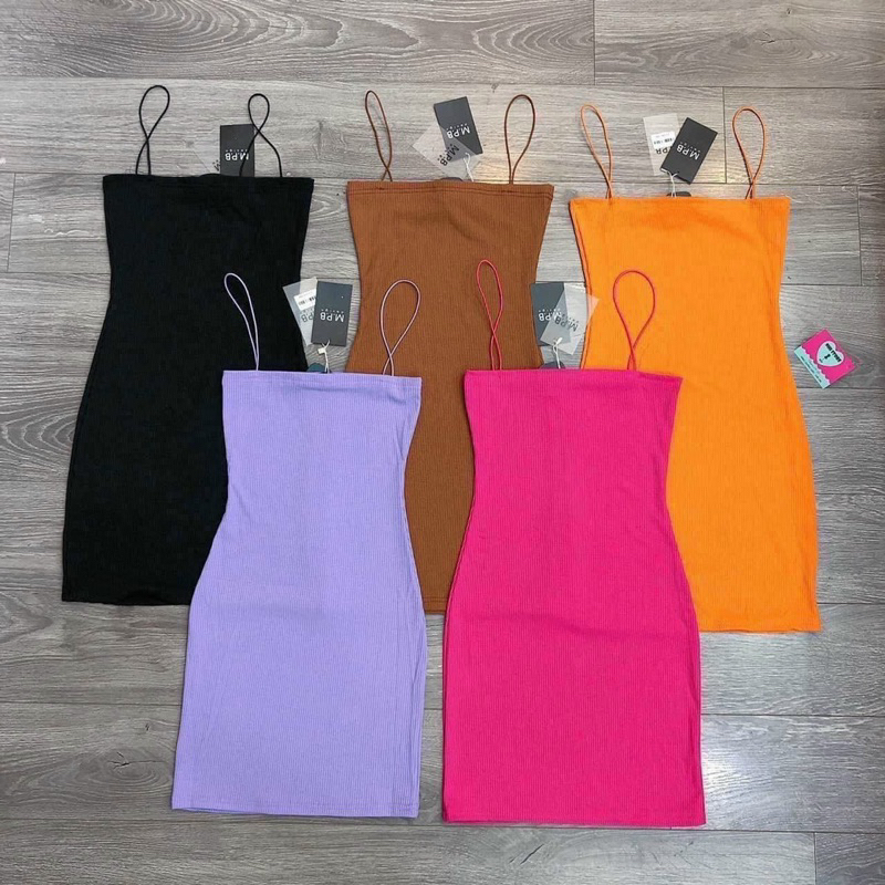 Đầm body siêu tôn dáng 2 dây sợi bún vải bozip