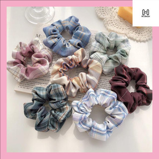 Combo 3 Dây Buộc Tóc Vải Co Dãn Kiểu Dáng JK Nhật Bản/ Phụ Kiện Scrunchies Họa Tiết Caro Kẻ Sọc Vintage D00044