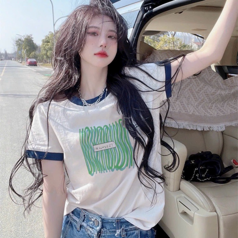 Áo phông cotton trắng hoạ tiết