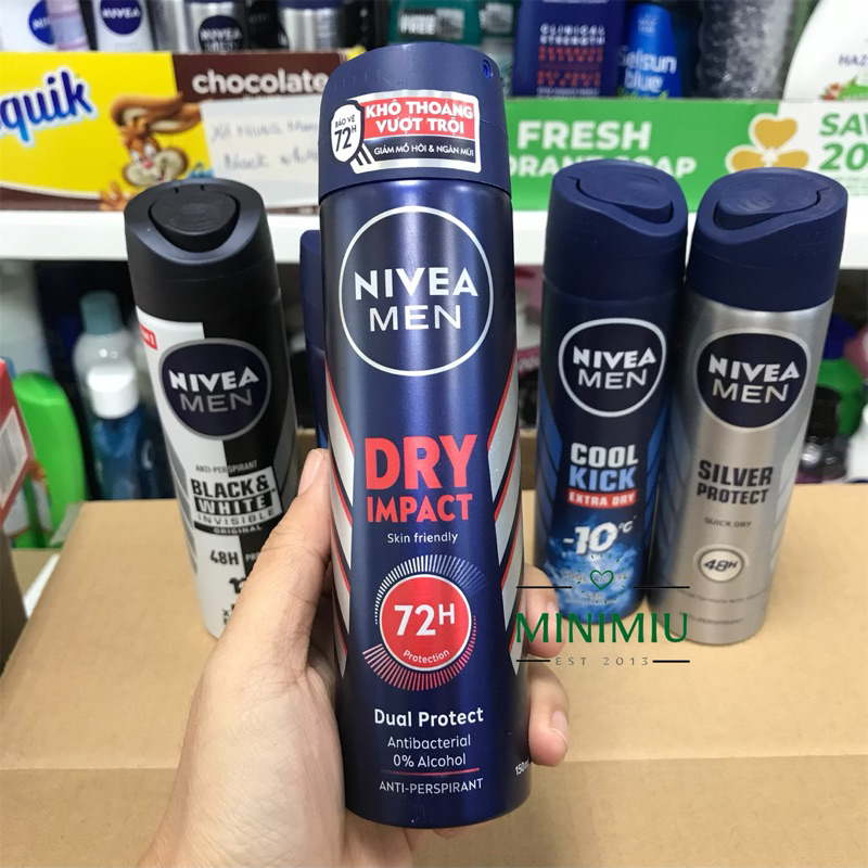 Xịt ngăn mùi Nivea men khử mùi hôi cơ thể cool kick/silver/Deep/dry/khô thoáng/mát lạnh/phân tử bạc 150ml