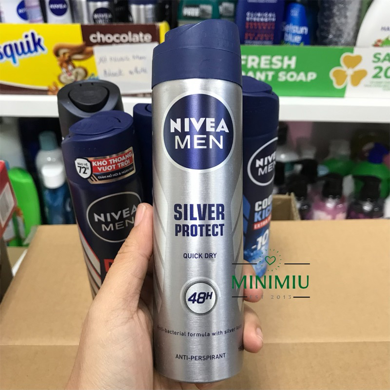 Xịt ngăn mùi Nivea men khử mùi hôi cơ thể cool kick/silver/Deep/dry/khô thoáng/mát lạnh/phân tử bạc 150ml
