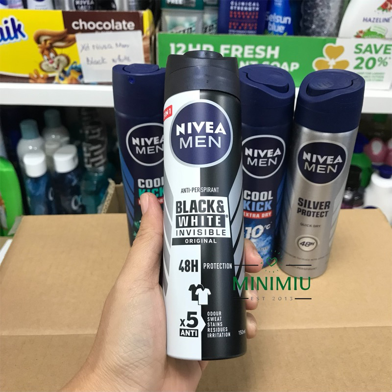 Xịt ngăn mùi Nivea men khử mùi hôi cơ thể cool kick/silver/Deep/dry/khô thoáng/mát lạnh/phân tử bạc 150ml