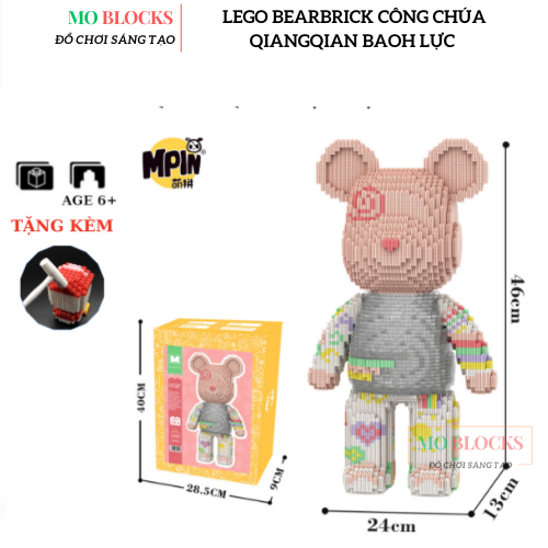 Lego Bearbrick Gấu Bạo Lực 46cm Mô hình lắp ghép 3D decor trang trí Gấu Bạo Lực 46cm - MOBLOCKS