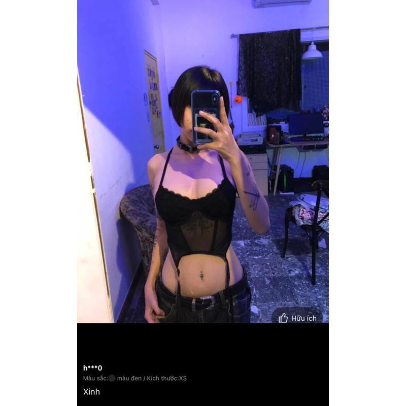 Áo 2 dây corset lưới phối ren tà bứmm quyến rũ🎀