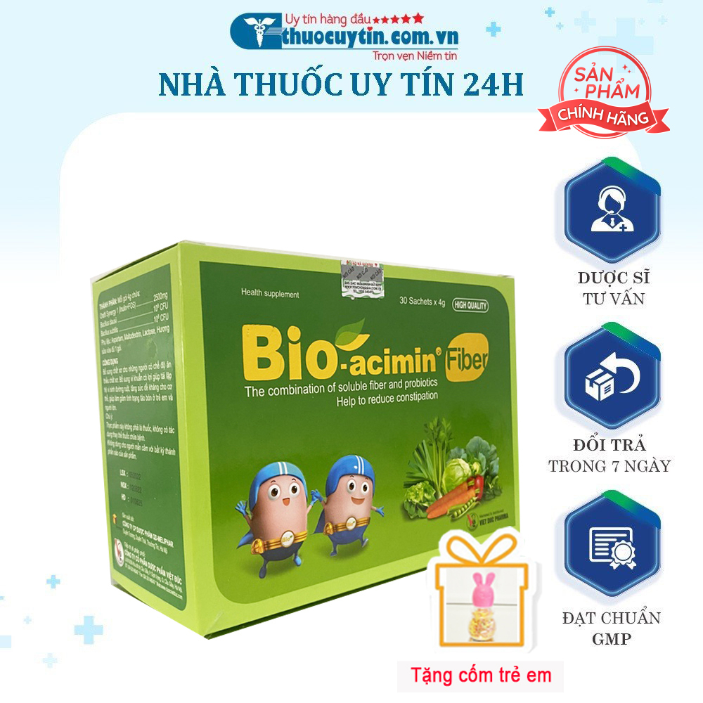 Cốm Bio-acimin Fiber bổ sung lợi khuẩn và chất xơ hộp 30 gói
