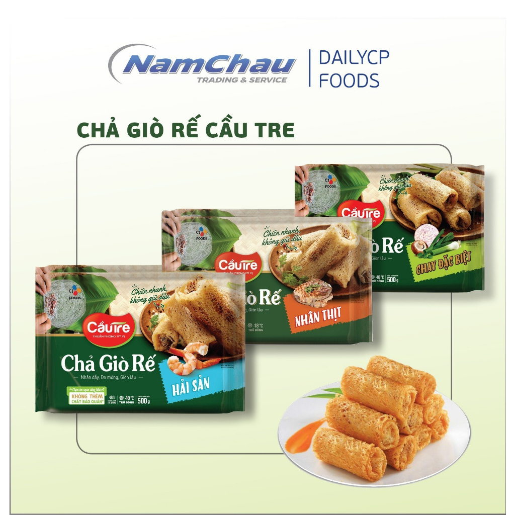 Chả giò rế Cầu Tre (CJ Food) Nhân thịt/hải sản/chay gói 300gr, 500gr