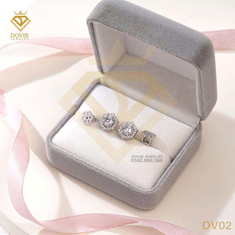 Khuyên Tai Nam/Nữ Lục Giác Đính full Kim Moissanite