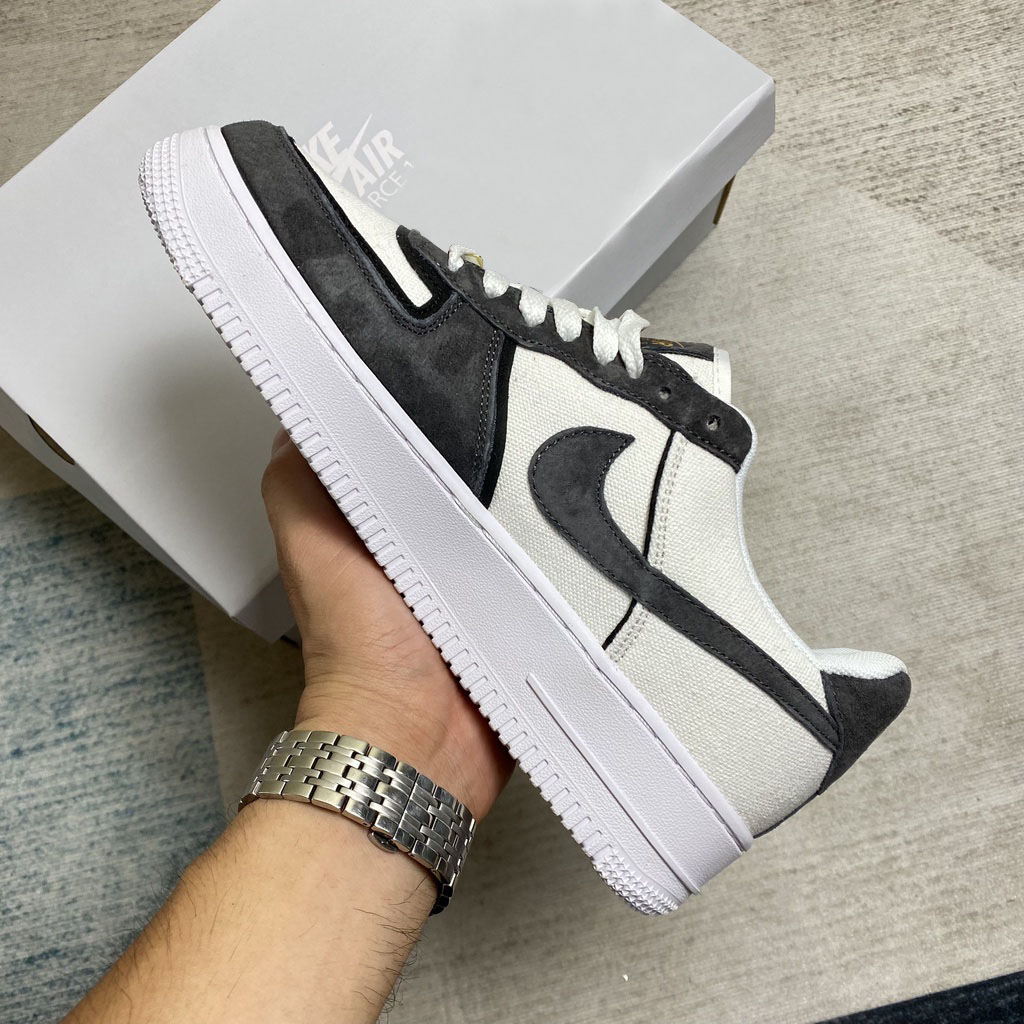 Giày_Nike Air Force 1 xám da lộn Nam Nữ, Giày AF1 xám lông chuột đế air, bản cao cấp full box bill