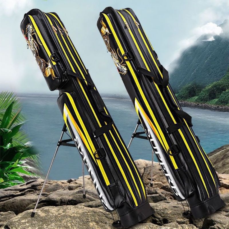 Bao Đựng Cần Câu Cao Cấp SUPER DRAGON 2 Ngăn Và 3 Ngăn ,Chất Liệu Da PU Chống Thấm Nước
