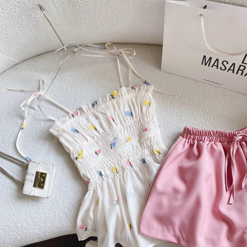 Set áo dây thêu + quần - Chitchitstore