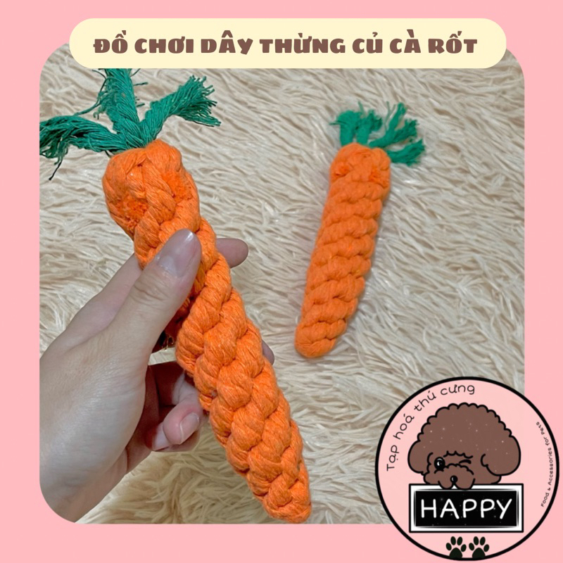 HOẢ TỐC | Đồ chơi gặm dây thừng hình củ cà rốt cho chó mèo / Cà rốt bện thừng cho thú cưng - Tạp Hoá Thú Cưng Happy