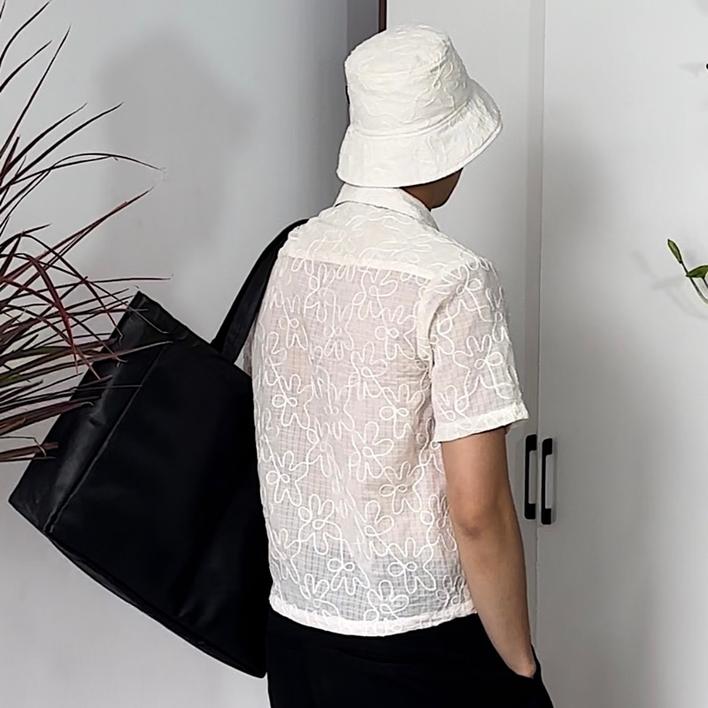 Nón Ngày Nào chất vải hoa xốp thêu, nón dây có thể tháo rời dây, nón 2 mặt không có dây, sẵn nhiều màu