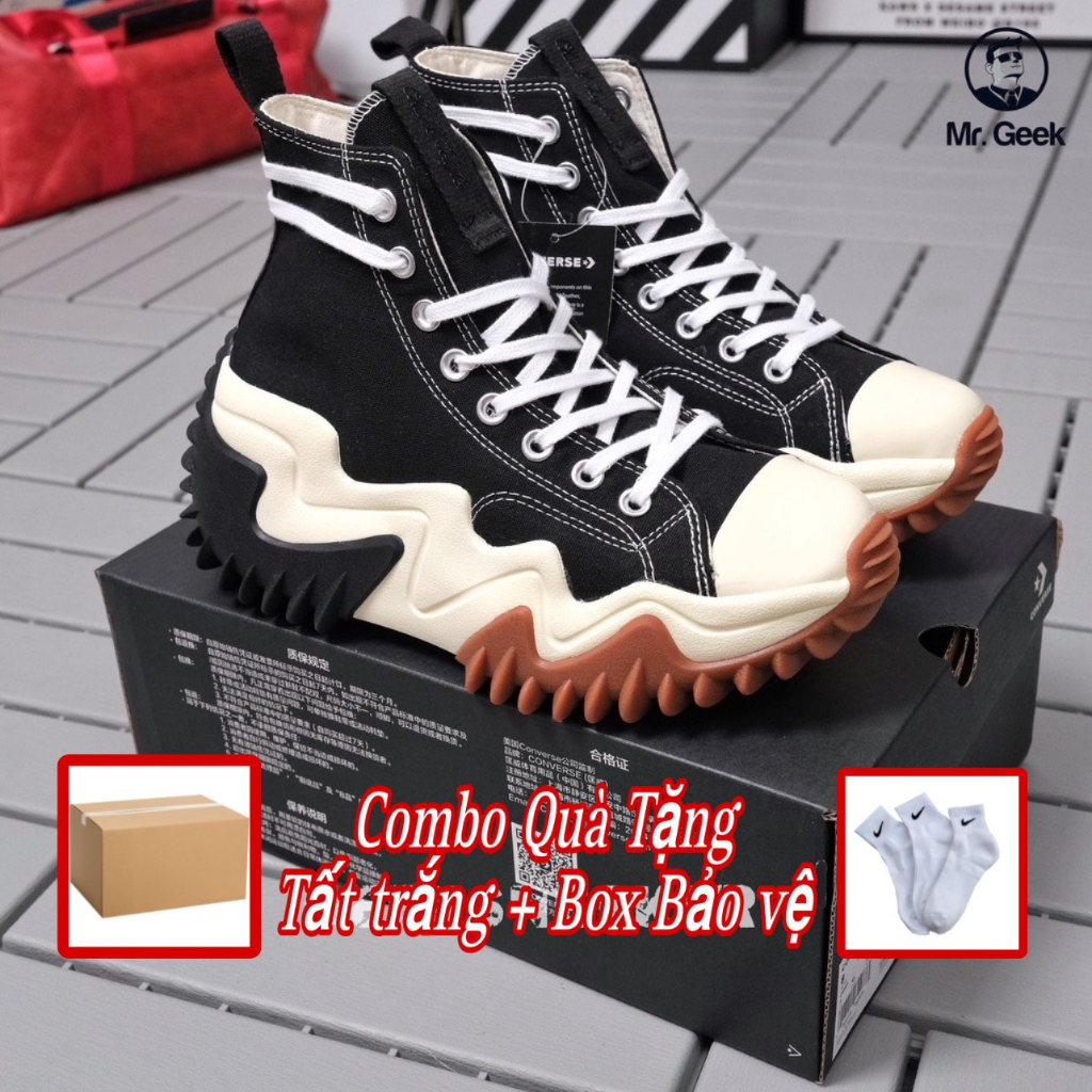 Giày_Converse Run Star Motion , Sneaker Cao Cổ Đen Trắng hàng chuẩn ca cấp, full bill box bảo vệ