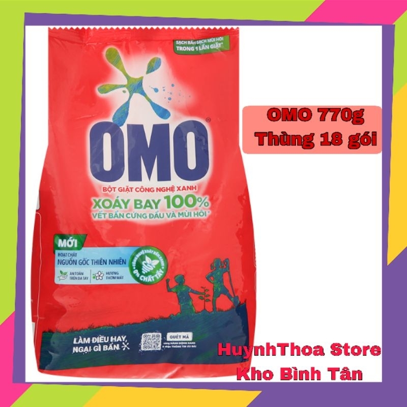 Bột giặt OMO công nghệ giặt xanh giúp xoáy bay vết bẩn loại bỏ mùi hôi 770g