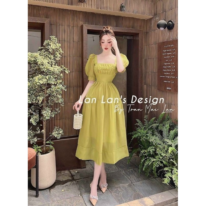đầm xòe xếp ly ngực