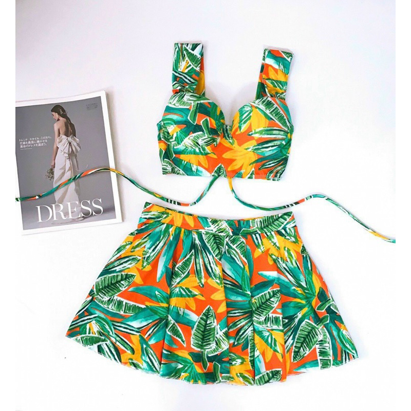 Bộ Bikini Quần Váy Aó Bra Mút Nâng Ngực Freesize BHV173