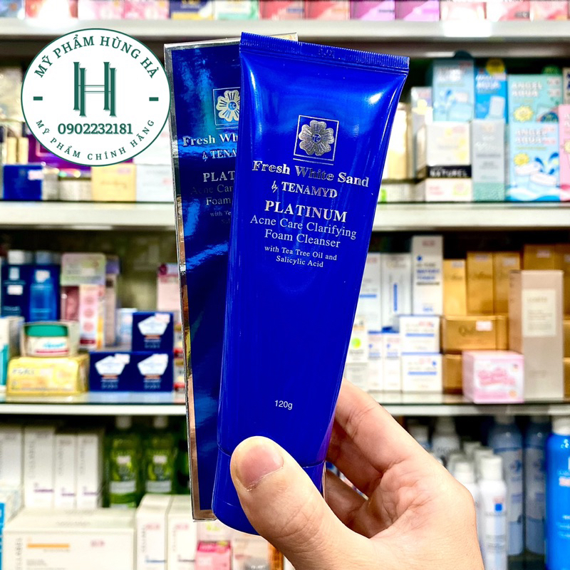 Sữa rửa mặt dành cho da mụn Tenamyd, sạch sâu, ngừa mụn Platinum Acne Care Clarifying Foam Cleanser 120g