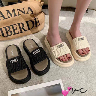 Dép lê quai nhăn miu đế bằng 3cm hàng fullbox - cerihouse