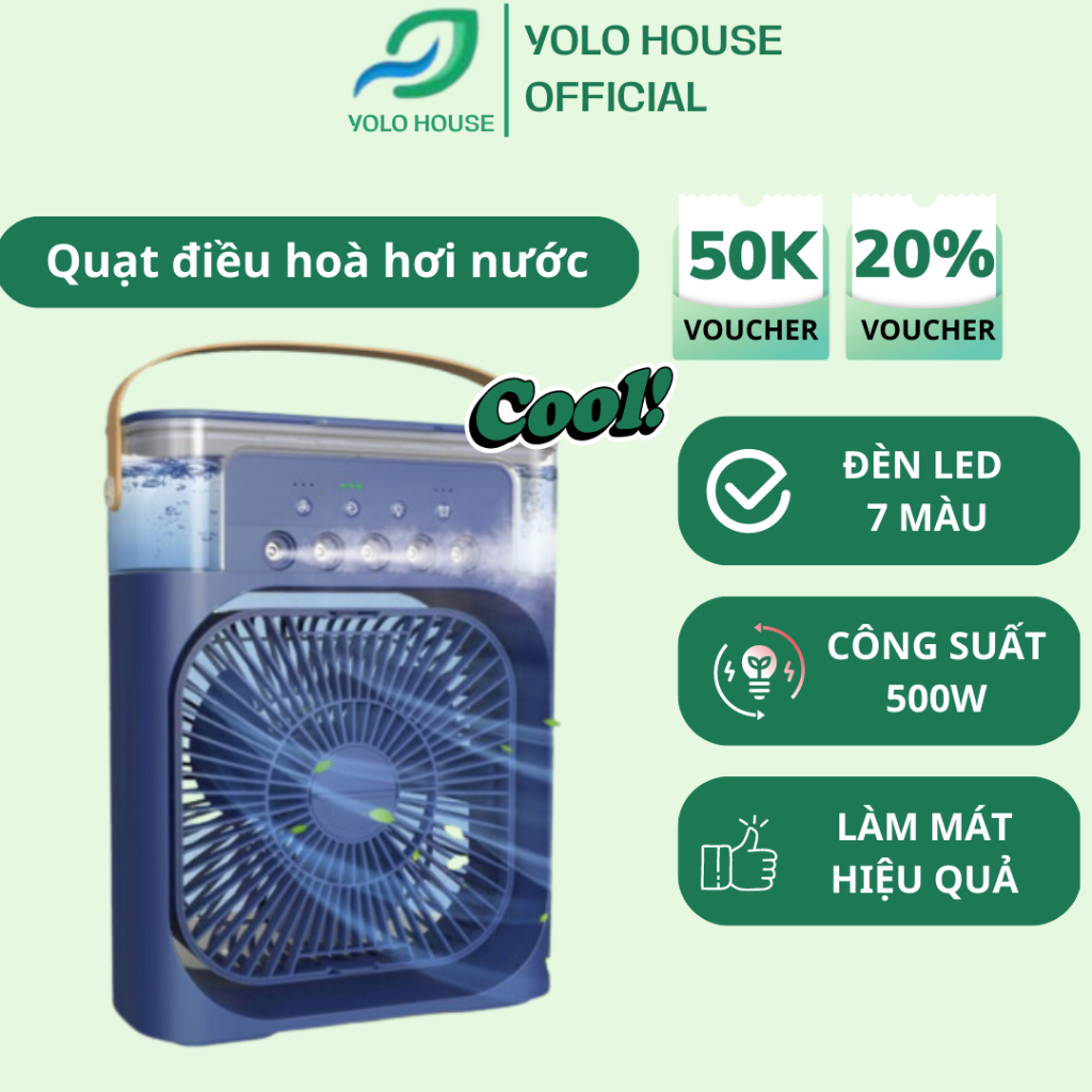 Quạt điều hòa hơi nước mini để bàn, quạt phun sương mini 3 chế độ phun sương tích hợp sạc điện bình chứa 600ML
