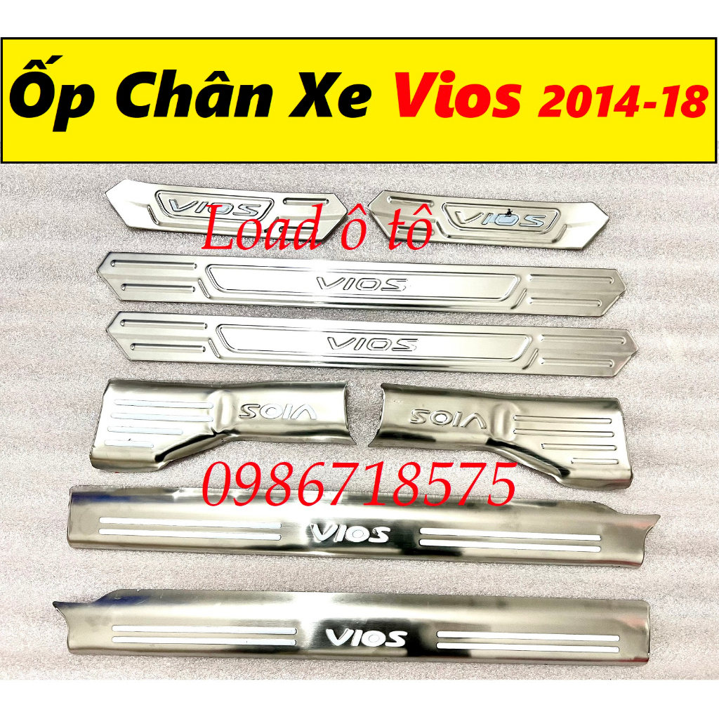 Ốp Bậc Cửa, Nẹp Bước Chân Xe Toyota Vios 2014 - 2018 Chất Liệu Inox
