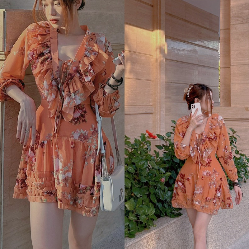 Đầm hoa công chúa bèo cổ hở lưng (video + ảnh tự chụp) chuyên sỉ sl
