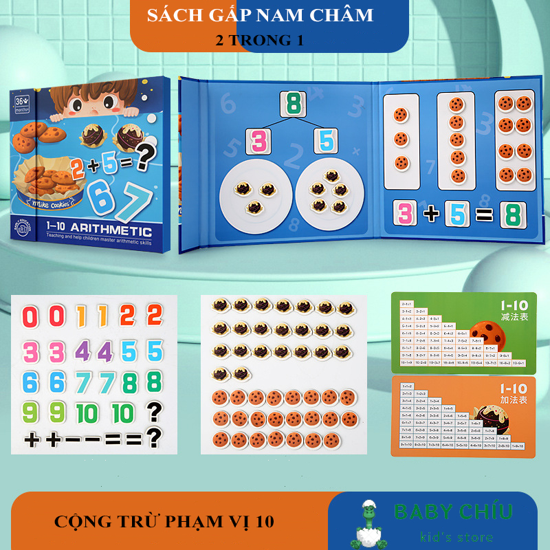 Đồ chơi Học Liệu Sách Gấp Nam Châm Cộng Trừ Phạm Vi 10 -20 Thú Vị Cho Bé Toán Học Mẫu Giáo Giáo Cụ Montessori Baby Chíu