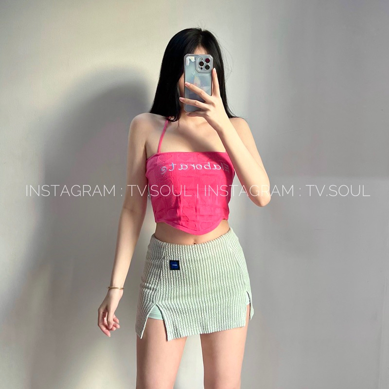 Chân váy xanh mint