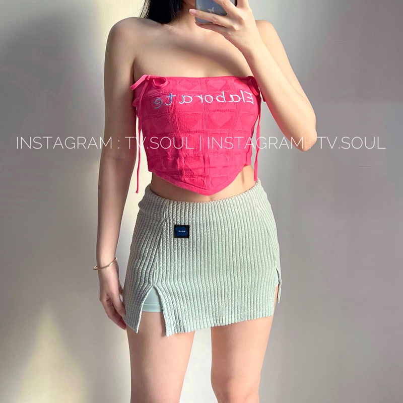 Chân váy xanh mint