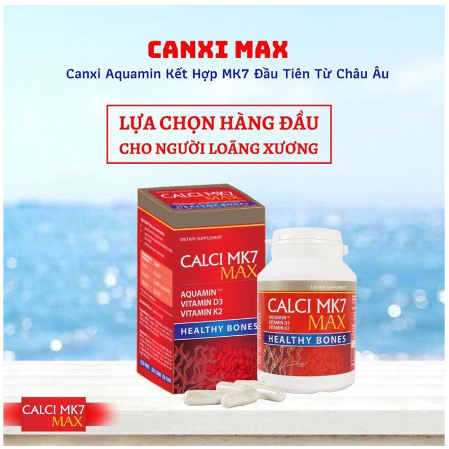 Calci MK7 Max - Viên uống bổ sung canxi tảo đỏ tự nhiên, vitamin D3, MK7 hộp 60 viên