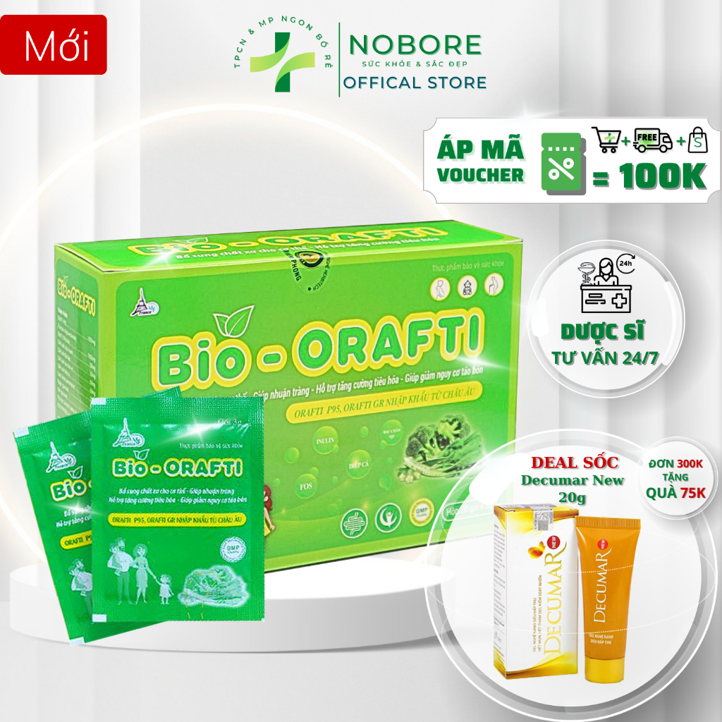 Gói Cốm Bổ Sung Chất Xơ Bio Orafti Giúp Nhuận Tràng Giảm Táo Bón (Hộp 20 gói x 3g) | Chính Hãng [NOBORE]