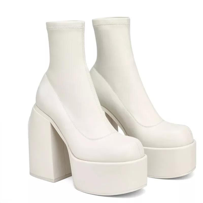 Boot cổ ngắn đế siêu cao ngầu chất 12cm DA SẦN LÌ MỀM KHÔNG LÓT LÔNG - Mã FB07