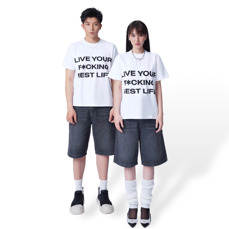 Áo thun ngắn tay LiveUF* White Boxy T-shirt 280gsm