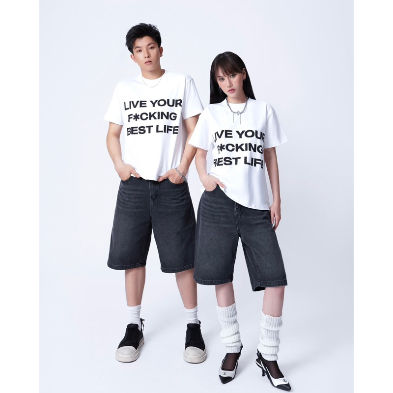 Áo thun ngắn tay LiveUF* White Boxy T-shirt 280gsm