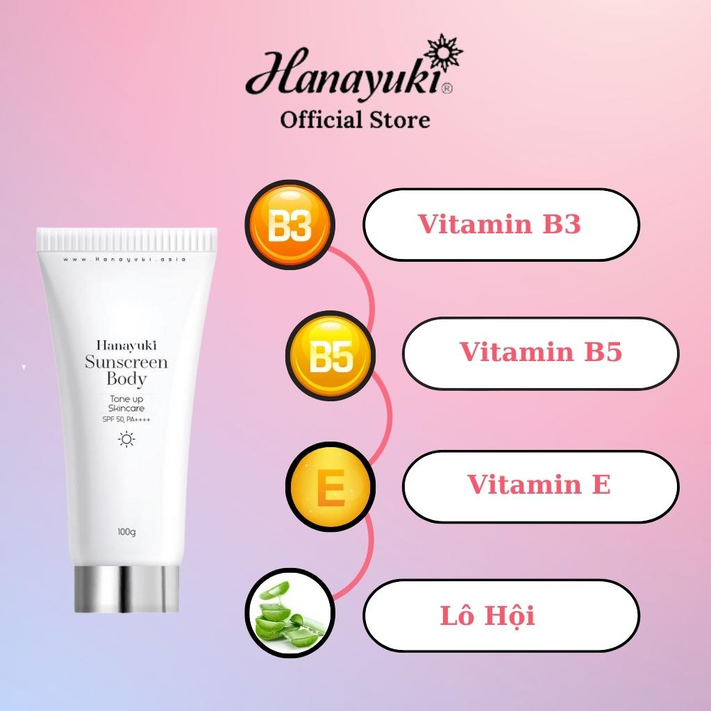 Kem Chống Nắng Hanayuki Sunscreen Face Nâng Tông Dưỡng Trắng SPF 50+/PA++++, Chống Nắng Hanayuki Chính Hãng 50g