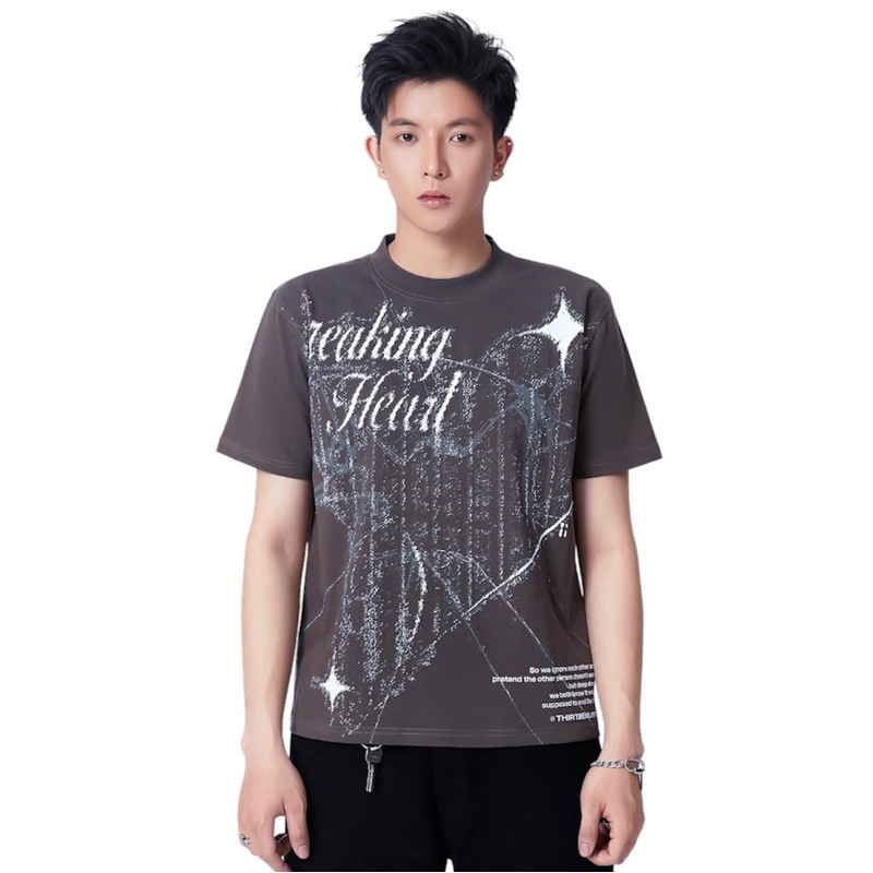 Áo thun nam ngắn tay BreakHeart Grey T-shirt