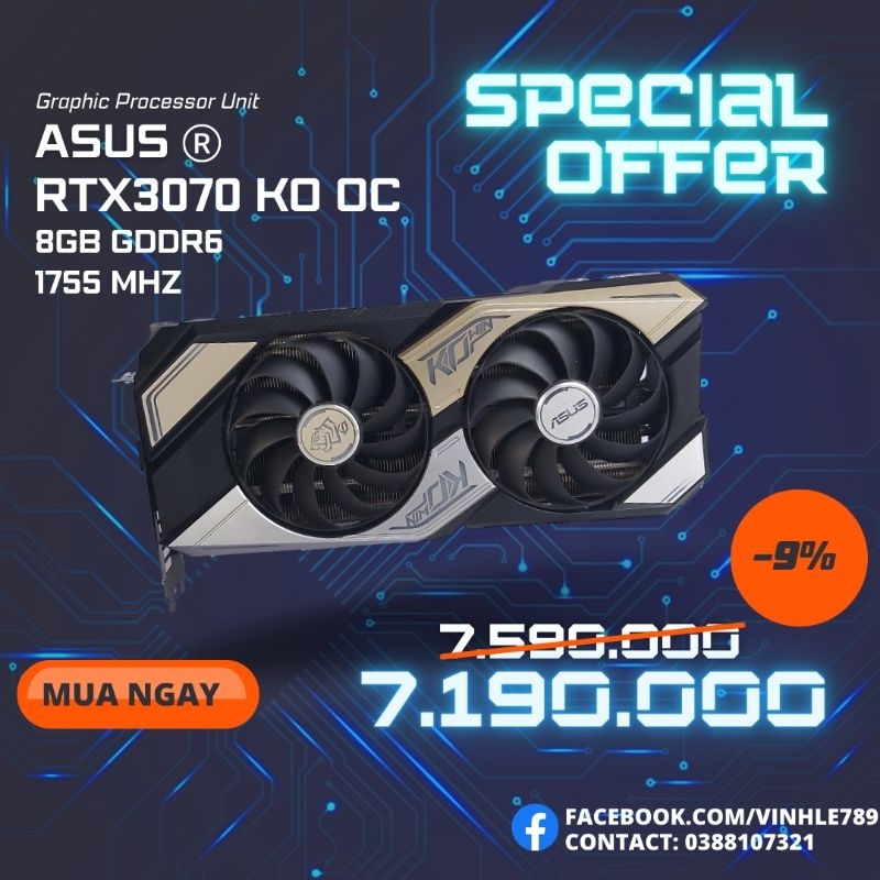 Card màn hình ASUS RTX 3070 KO OC | BigBuy360 - bigbuy360.vn