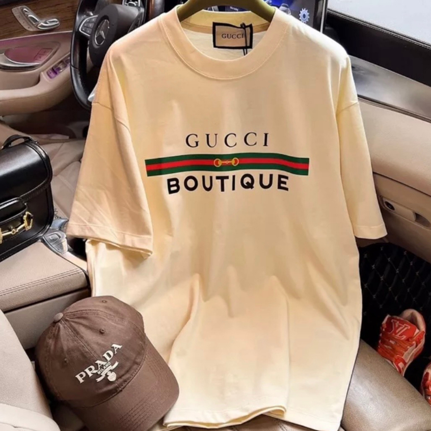 Áo Thun Gucci Boutique Form Rộng Tay Lỡ Vải Cotton 100% , Áo Thun Tay Lỡ Unisex Nam Nữ