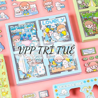 Miếng dán sticker họa tiết hoạt hình trang trí - sticker october - vpp trí tuệ