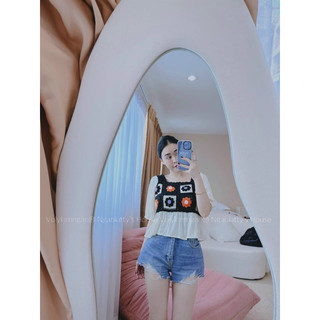 Áo len thổ cẩm phối sơ mi vintage