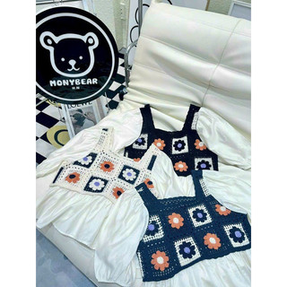 Áo len thổ cẩm phối sơ mi vintage