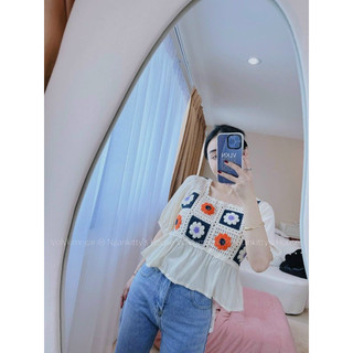 Áo len thổ cẩm phối sơ mi vintage