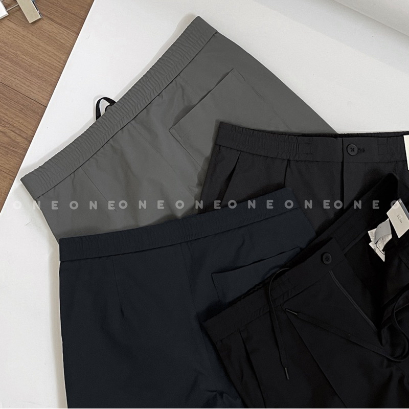 Quần vải cạp chun , dây rút , Full banding slim New Pants